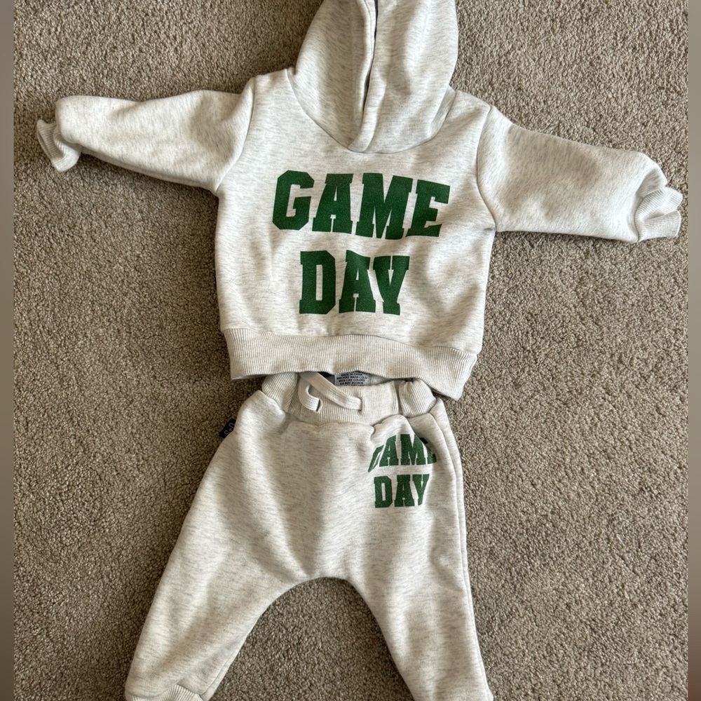 Gray and Green Game Day hoodie sweat suit